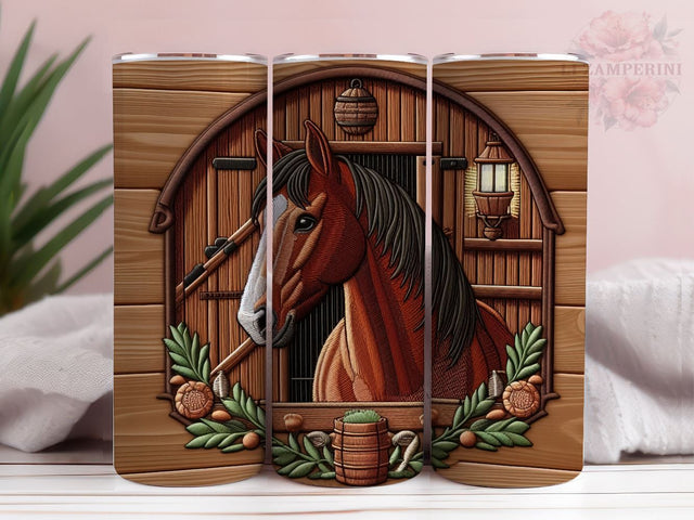 Brown Horse In Barn 20 oz Tumbler, Horse Tumbler Wrap, Instant Digital Download PNG, Straight & Tapered Tumbler Wrap PNG Sublimation Li Zamperini 