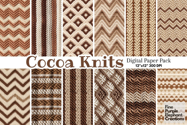 Brown Knit Fabric Texture Sublimation Digital Pattern Fine Purple Elephant Creations 