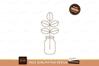 Brown plant in jar line art image Sublimation Designangry 