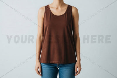Brown sleeveless t-shirt Mock Up Photo Regulrcrative 