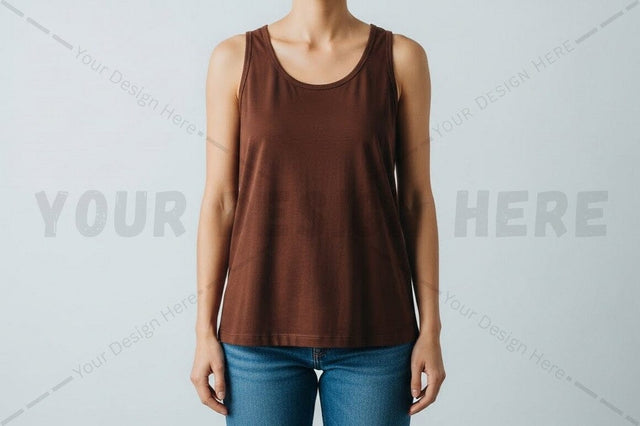 Brown sleeveless t-shirt Mock Up Photo Regulrcrative 