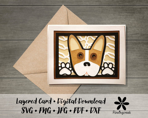 Brown Stripe French Bulldog 3D Layered Greeting Card SVG Cut File for All Occasions, Birthday, Thank You 3D Paper Flowingcreek 