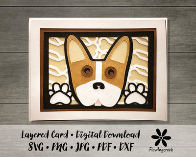 Brown Stripe French Bulldog 3D Layered Greeting Card SVG Cut File for All Occasions, Birthday, Thank You 3D Paper Flowingcreek 