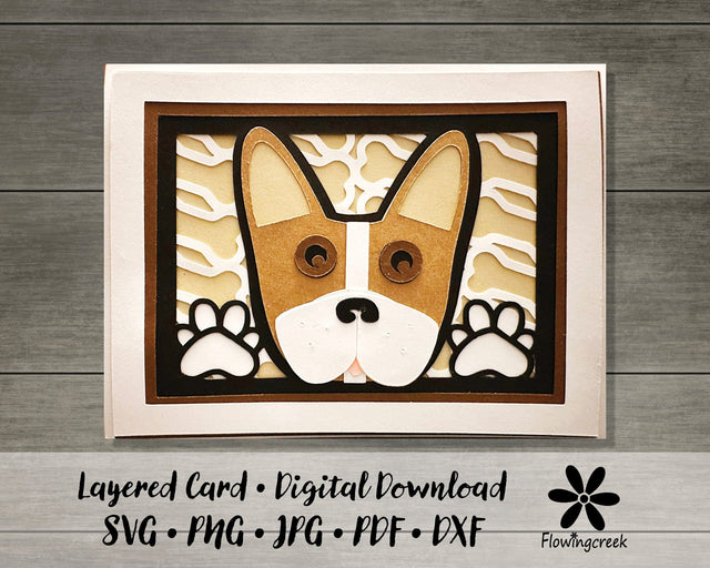 Brown Stripe French Bulldog 3D Layered Greeting Card SVG Cut File for All Occasions, Birthday, Thank You 3D Paper Flowingcreek 