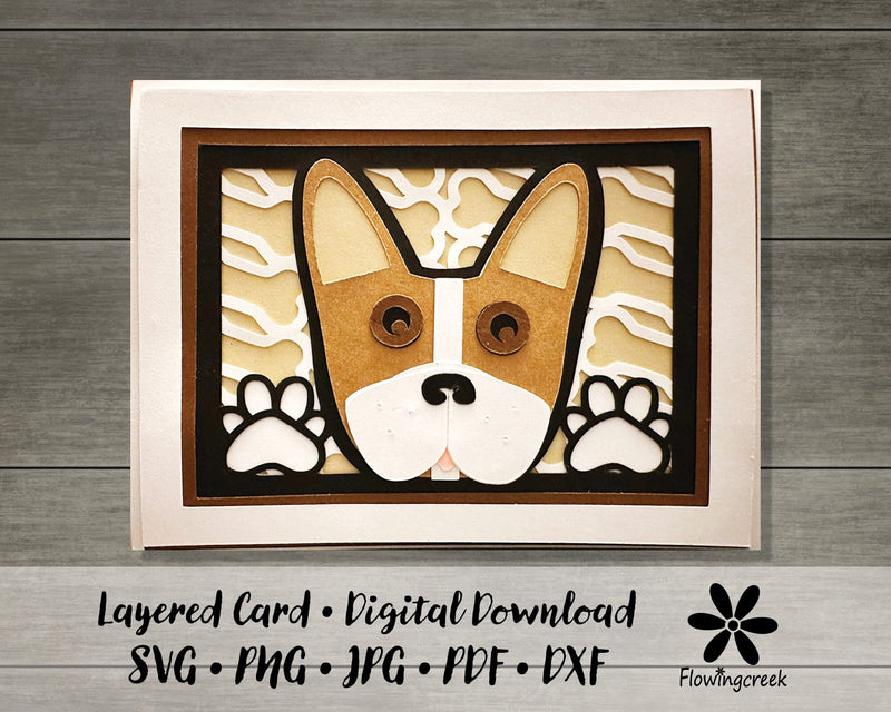 Brown Stripe French Bulldog 3D Layered Greeting Card SVG Cut File for All Occasions, Birthday, Thank You 3D Paper Flowingcreek 