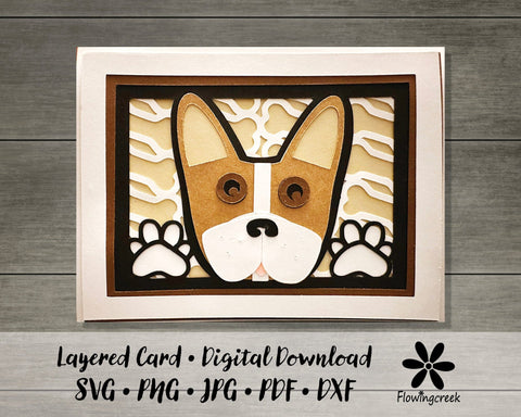 Brown Stripe French Bulldog 3D Layered Greeting Card SVG Cut File for All Occasions, Birthday, Thank You 3D Paper Flowingcreek 