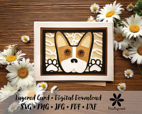 Brown Stripe French Bulldog 3D Layered Greeting Card SVG Cut File for All Occasions, Birthday, Thank You 3D Paper Flowingcreek 