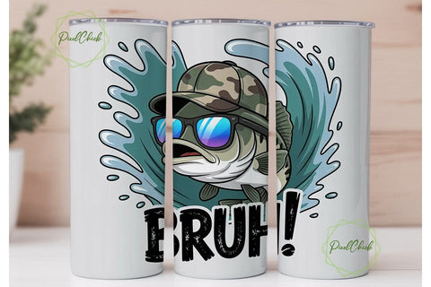 Bruh Fishing 20oz Tumbler Wrap Sublimation PixelChick 