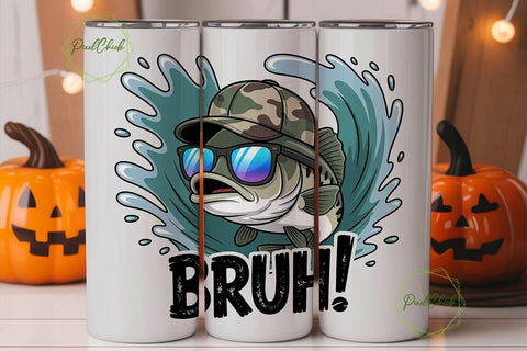 Bruh Fishing 20oz Tumbler Wrap Sublimation PixelChick 