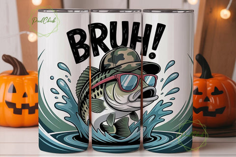 Bruh Fishing 20oz Tumbler Wrap Sublimation PixelChick 
