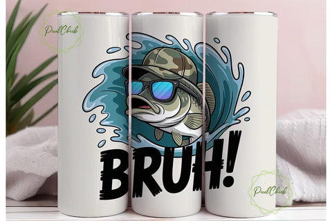 Bruh Fishing 20oz Tumbler Wrap Sublimation PixelChick 