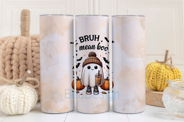Bruh, I Mean Boo 20 oz Skinny Tumbler Wrap Sublimation Design Digital Download PNG Sublimation BouDesign 