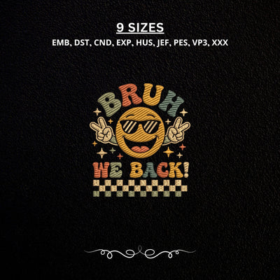 Bruh We Back Funny Emoji Machine Embroidery Design PES DST Stitch Files Embroidery/Applique DESIGNS PatternFeed8 