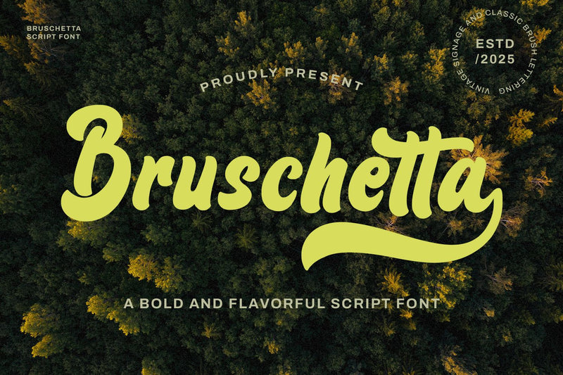 Bruschetta - Retro Script Font Font Mozarella 