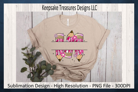 Brush Stroke Pencil Frame, Back To School Sublimation PNG, Back To School T-Shirt Design, Digital Download Sublimation Keepsake Treasures Designs LLC. 
