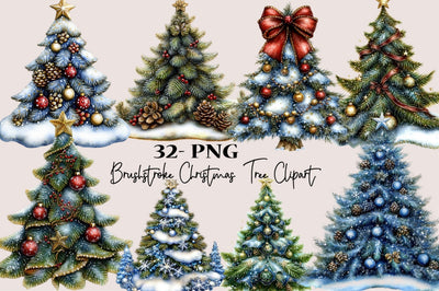 Brushstroke Christmas Tree Clipart Sublimation SVGArt 