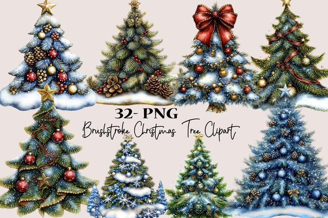 Brushstroke Christmas Tree Clipart Sublimation SVGArt 