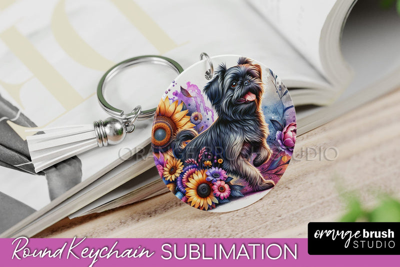 Brussels Griffon Keychain - Dog mom Floral Keychain Sublimation Design Sublimation OrangeBrushStudio 