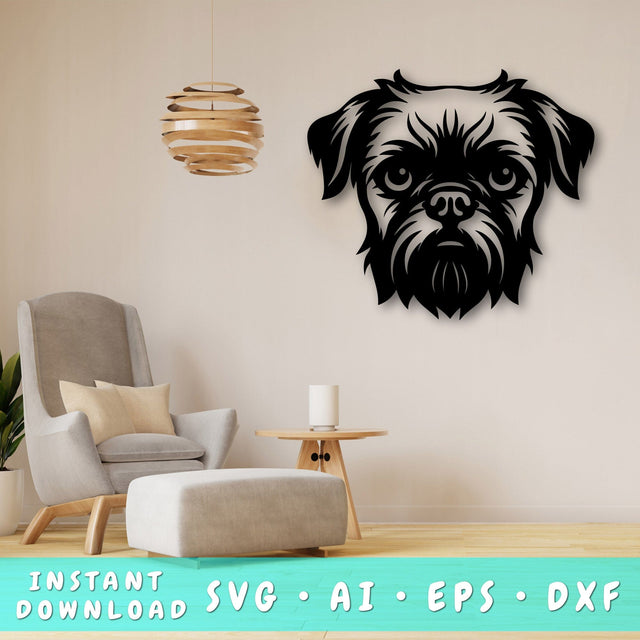 Brussels Griffon Laser SVG Cut File, Brussels Griffon Glowforge File, Brussels Griffon DXF, Brussels Griffon Wall Art SVG SVG HappyDesignStudio 