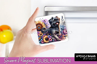 Brussels Griffon Magnet Sublimation - Dog Mom Floral Magnet PNG Design Sublimation OrangeBrushStudio 