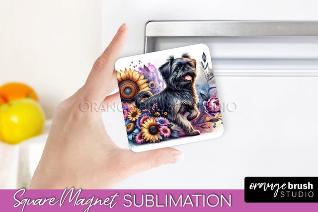 Brussels Griffon Magnet Sublimation - Dog Mom Floral Magnet PNG Design Sublimation OrangeBrushStudio 