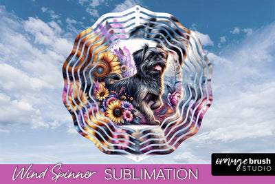 Brussels Griffon Wind Spinner, Dog Mom Floral Wind Spinner Sublimation Sublimation OrangeBrushStudio 