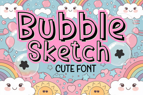 Bubble Font Bundle | Cute Playful Fonts for Crafts | Kawaii Handwritten Font Pack Font TonisArtStudio 