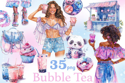 Bubble Tea Clipart | Drinks PNG Bundle SVG GlamArtZhanna 