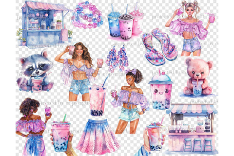 Bubble Tea Clipart | Drinks PNG Bundle SVG GlamArtZhanna 