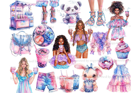 Bubble Tea Clipart | Drinks PNG Bundle SVG GlamArtZhanna 