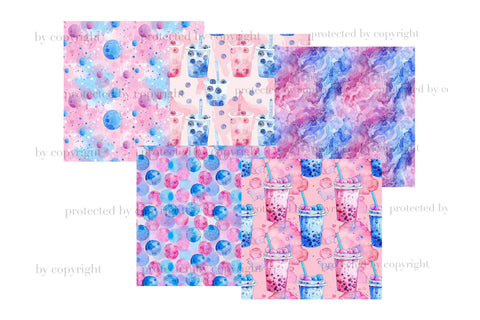 Bubble Tea Digital Paper | Summer Seamless Pattern Digital Pattern GlamArtZhanna 