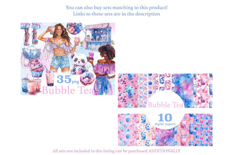 Bubble Tea Digital Paper | Summer Seamless Pattern Digital Pattern GlamArtZhanna 