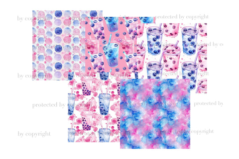 Bubble Tea Digital Paper | Summer Seamless Pattern Digital Pattern GlamArtZhanna 
