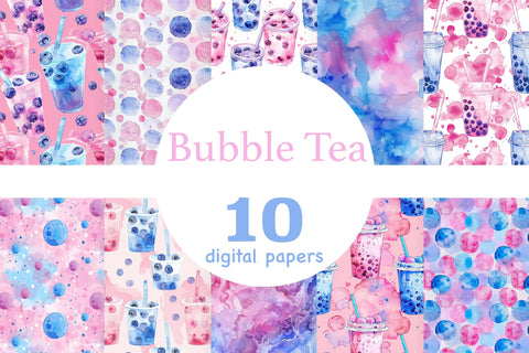 Bubble Tea Digital Paper | Summer Seamless Pattern Digital Pattern GlamArtZhanna 