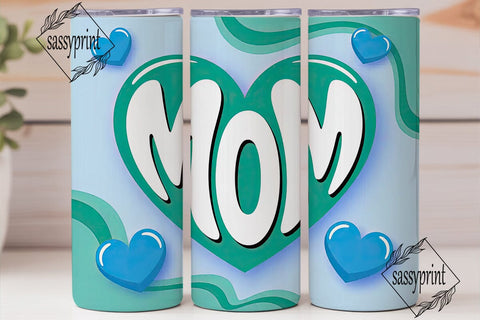 Bubbly Mom Heart 20oz Tumbler Wrap Sublimation sassyprint 