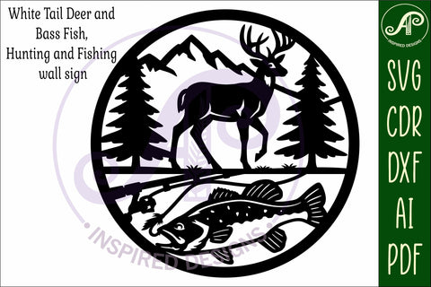Buck and Bass, Hunting and fishing wall sign, SVG SVG APInspireddesigns 