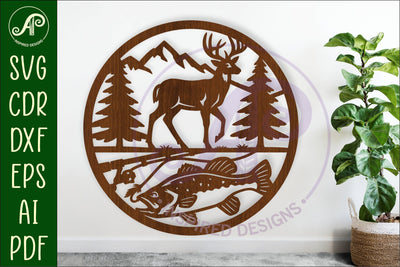 Buck and Bass, Hunting and fishing wall sign, SVG SVG APInspireddesigns 