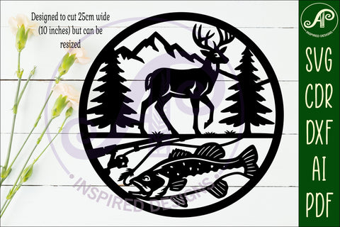 Buck and Bass, Hunting and fishing wall sign, SVG SVG APInspireddesigns 