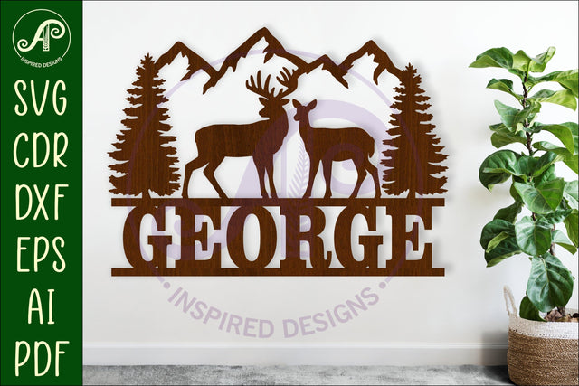 Buck and deer head name wall art sign, SVG file SVG APInspireddesigns 