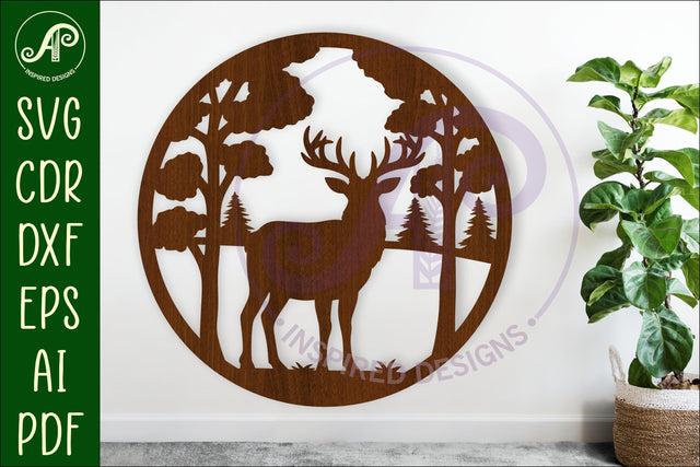 Buck Deer forest wall art sign, SVG file. vector SVG APInspireddesigns 