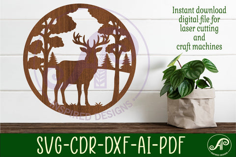 Buck Deer forest wall art sign, SVG file. vector SVG APInspireddesigns 