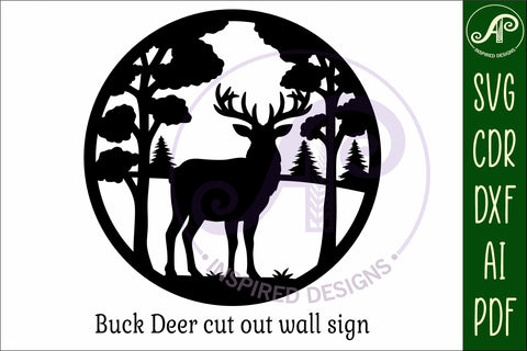 Buck Deer forest wall art sign, SVG file. vector SVG APInspireddesigns 