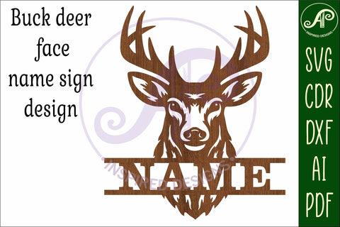 Buck deer head name wall art sign, SVG file SVG APInspireddesigns 
