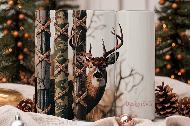 Buck Deer Hunting Camouflage Tumbler Sublimation DesignSVG 