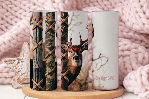 Buck Deer Hunting Camouflage Tumbler Sublimation DesignSVG 