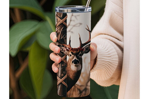 Buck Deer Hunting Camouflage Tumbler Sublimation DesignSVG 