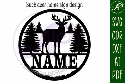 Buck deer name wall art sign, SVG file SVG APInspireddesigns 