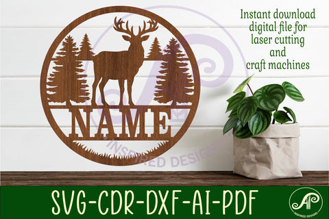 Buck deer name wall art sign, SVG file SVG APInspireddesigns 