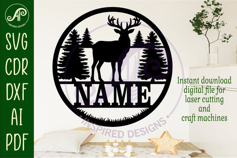 Buck deer name wall art sign, SVG file SVG APInspireddesigns 
