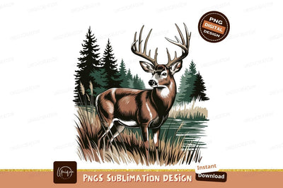 Buck In Forest Vector Sublimation Png Sublimation Designangry 
